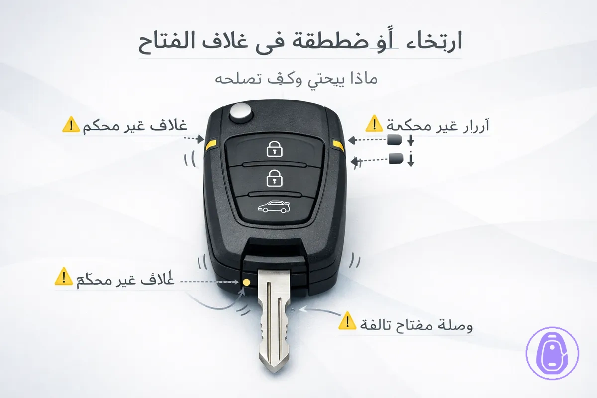رسمة توضح غلافاً مرتخياً مع نقاط حركة قد تسبب طقطقة.