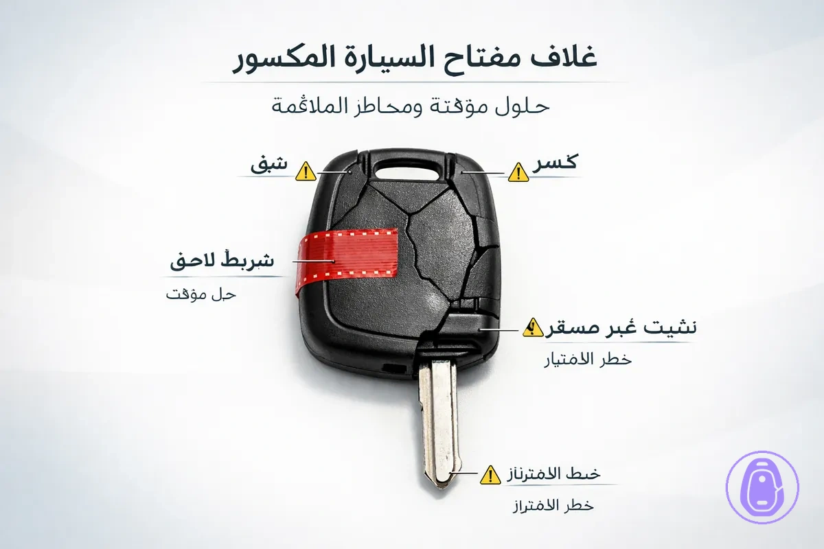 رسمة لغلاف متشقق توضح نقاط كسر شائعة ولماذا قد تتغير الملاءمة.