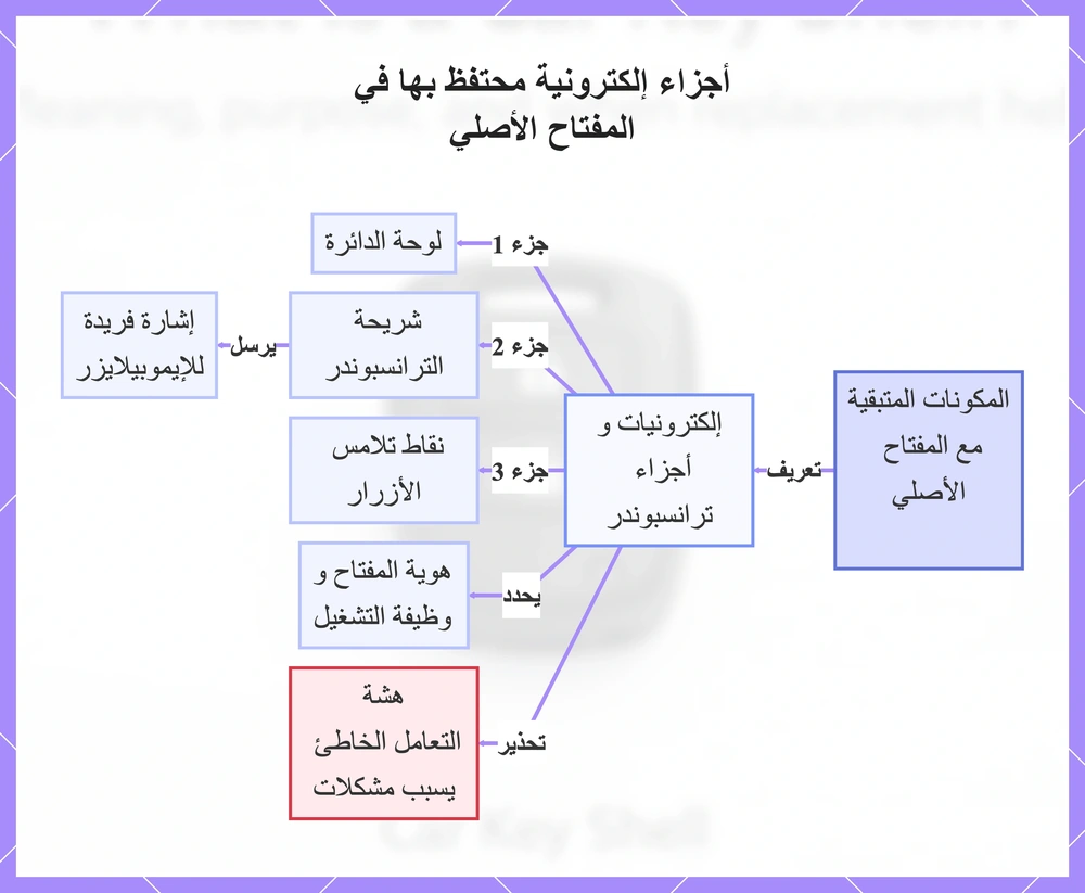 أجزاء إلكترونية محتفظ بها في المفتاح الأصلي