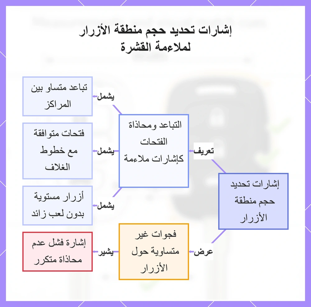 إشارات تحديد حجم منطقة الأزرار لملاءمة القشرة