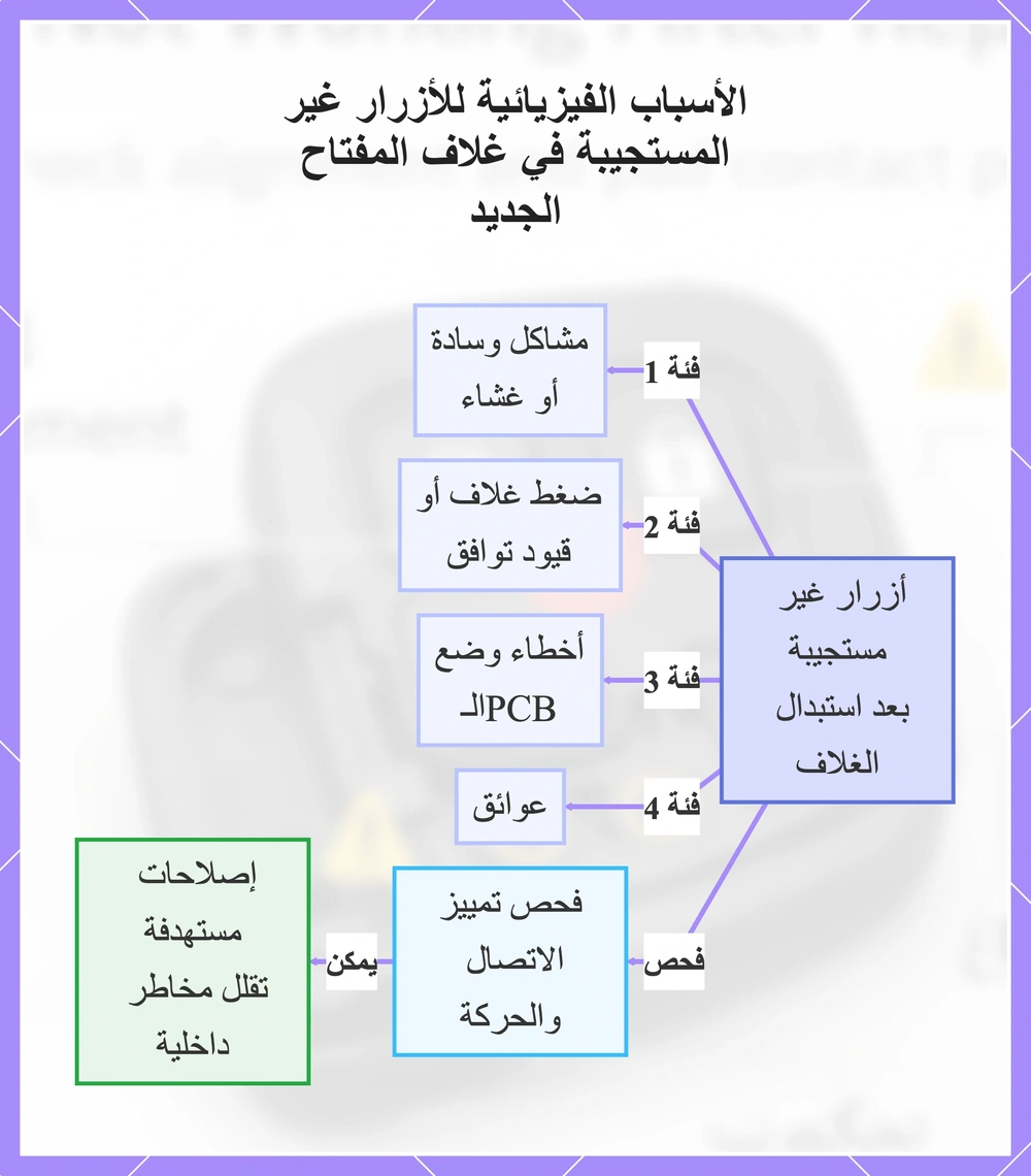 الأسباب الفيزيائية للأزرار غير المستجيبة في غلاف المفتاح الجديد