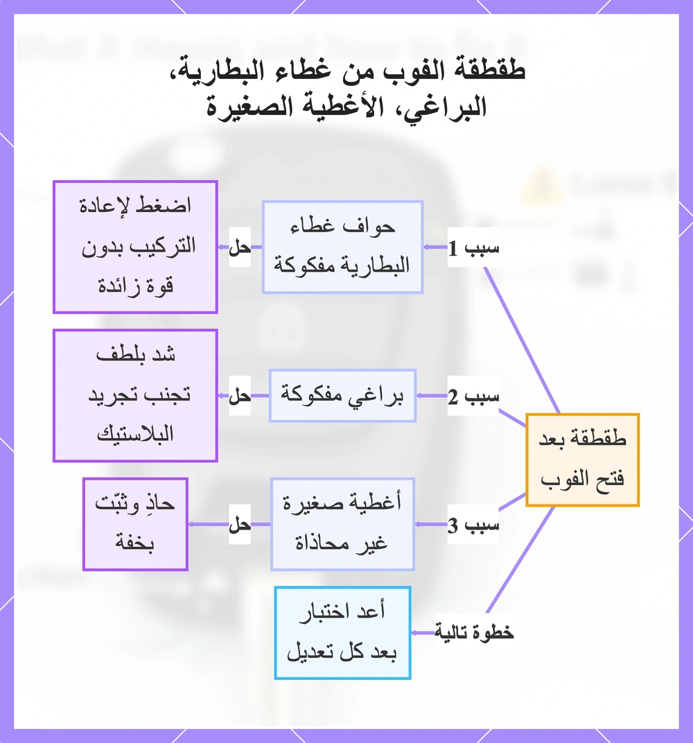 طقطقة الفوب من غطاء البطارية، البراغي، الأغطية الصغيرة