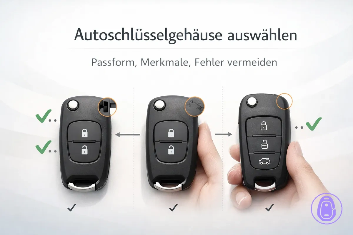 Vergleichsbild zur Auswahl eines Autoschlüsselgehäuses nach Passform, Verarbeitung und Alltagstauglichkeit.