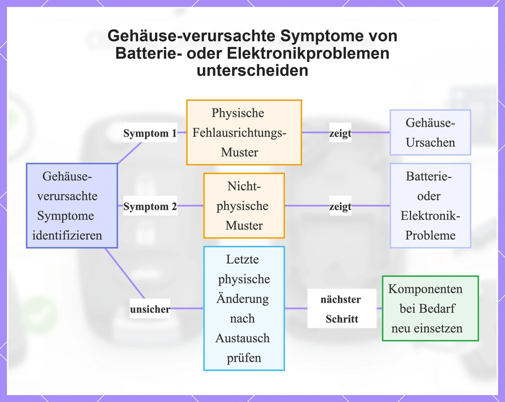 Gehäuse-verursachte Symptome von Batterie- oder Elektronikproblemen unterscheiden