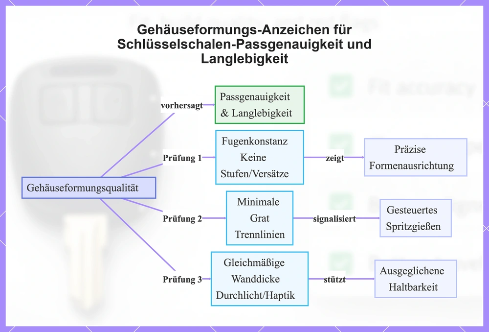 Gehäuseformungs-Anzeichen für Schlüsselschalen-Passgenauigkeit und Langlebigkeit
