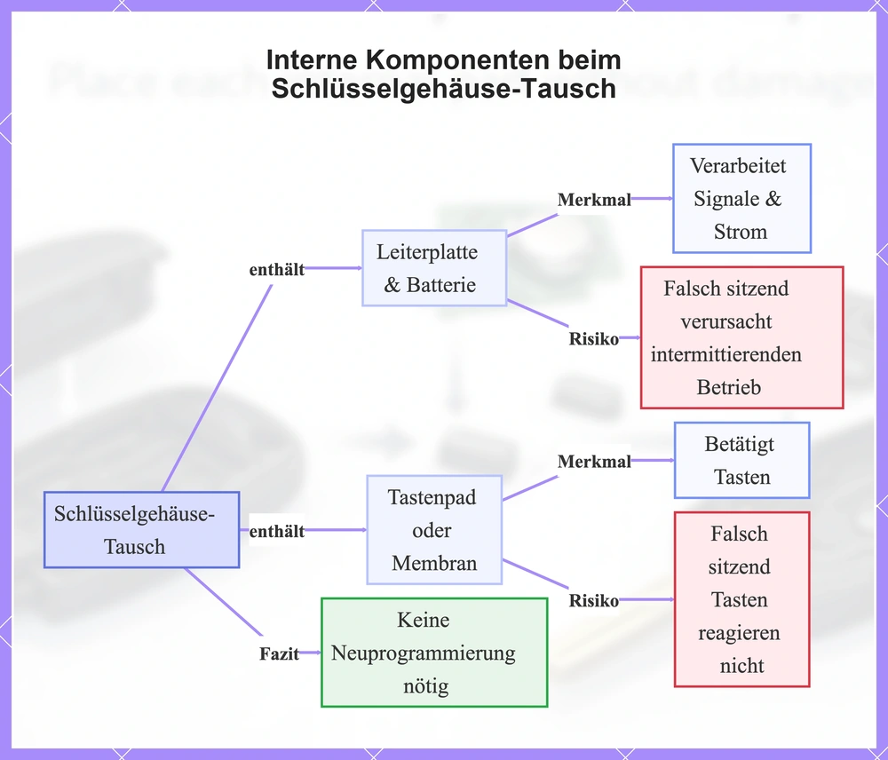 Interne Komponenten beim Schlüsselgehäuse-Tausch