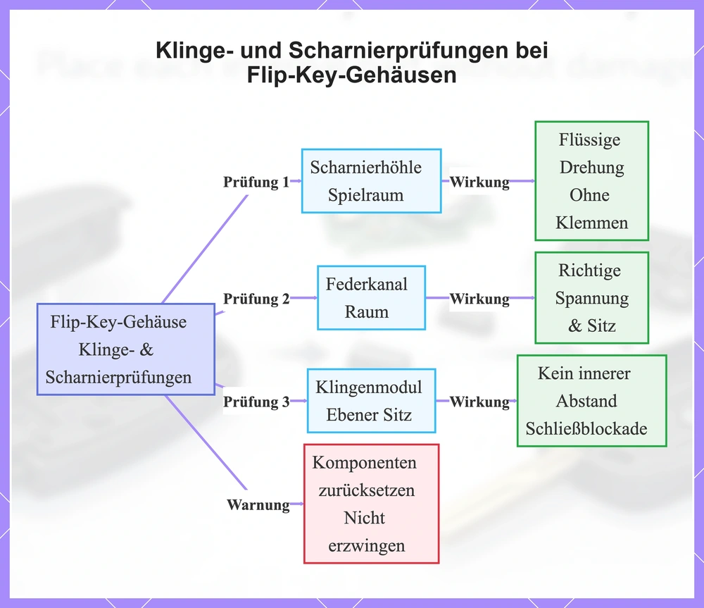 Klinge- und Scharnierprüfungen bei Flip-Key-Gehäusen
