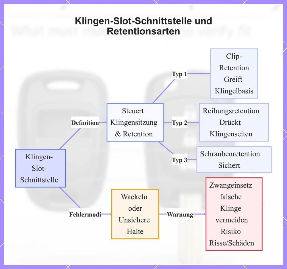 Klingen-Slot-Schnittstelle und Retentionsarten