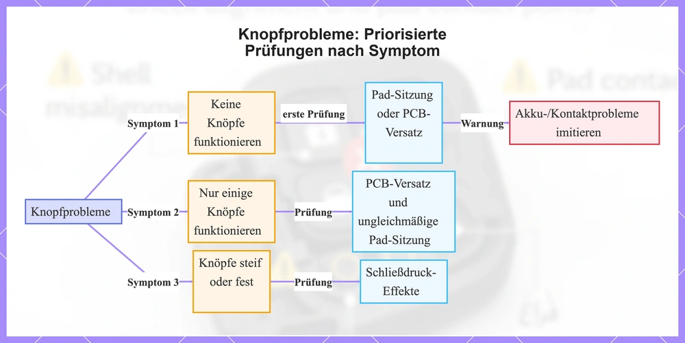 Knopfprobleme: Priorisierte Prüfungen nach Symptom