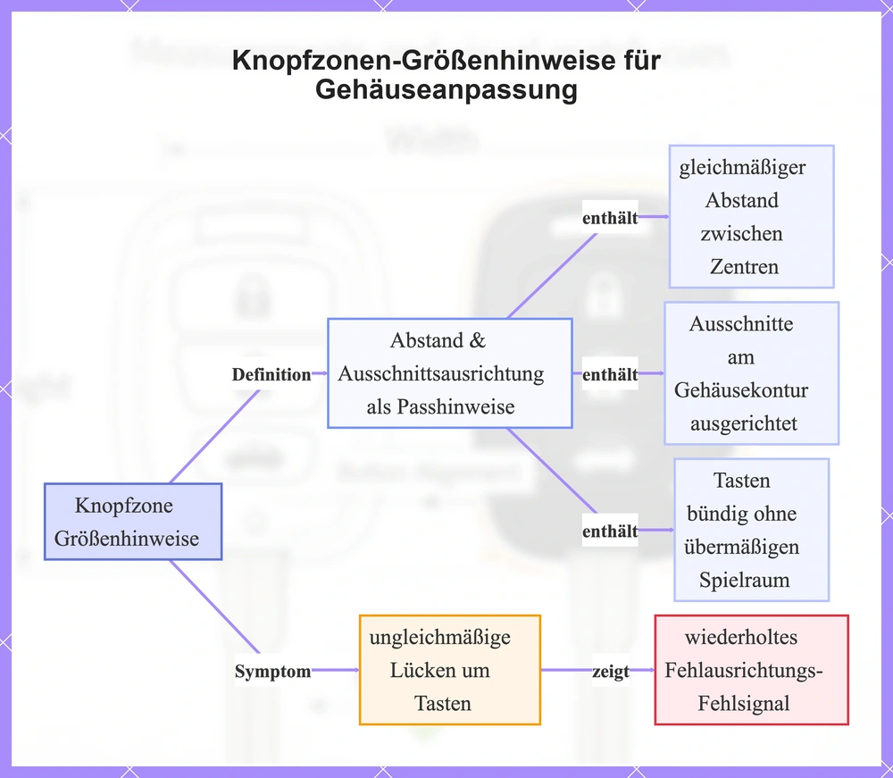 Knopfzonen-Größenhinweise für Gehäuseanpassung