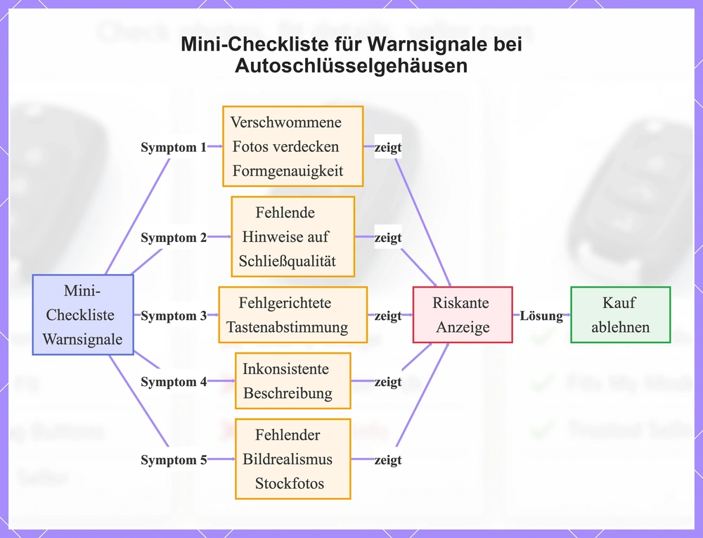 Mini-Checkliste für Warnsignale bei Autoschlüsselgehäusen
