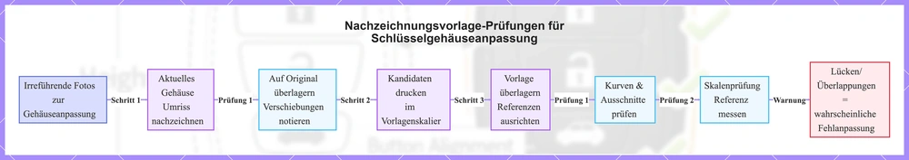 Nachzeichnungsvorlage-Prüfungen für Schlüsselgehäuseanpassung