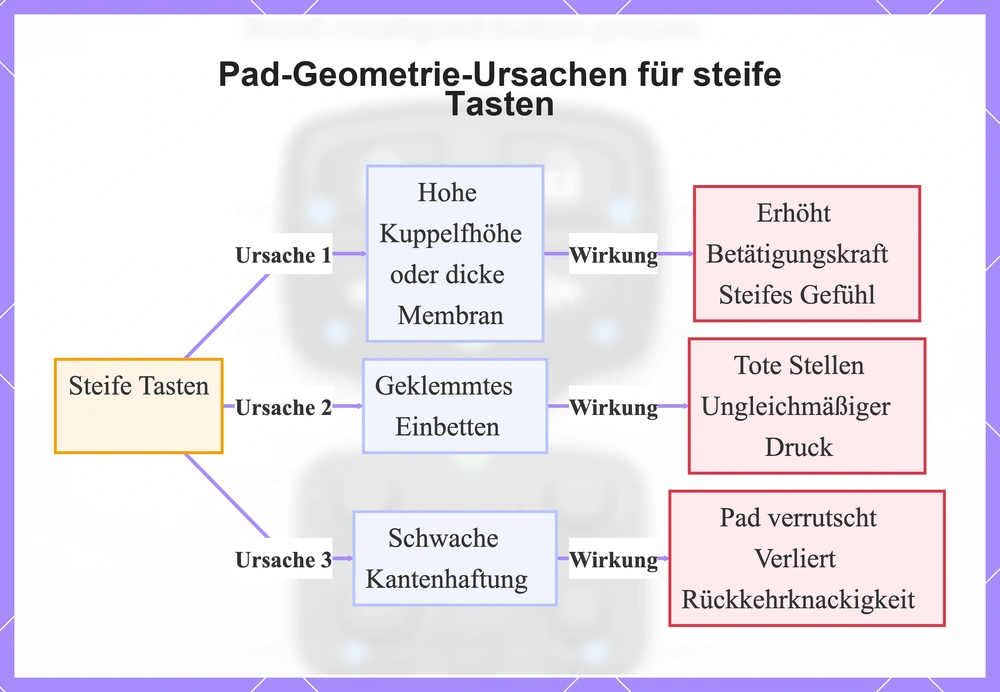 Pad-Geometrie-Ursachen für steife Tasten