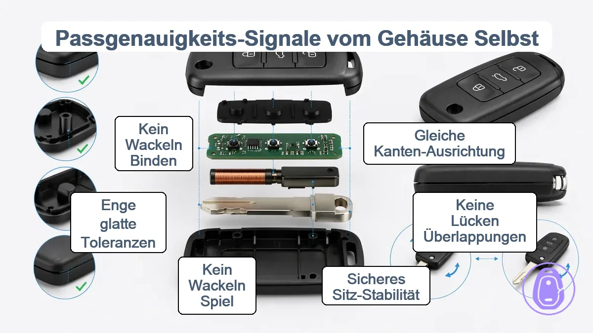 Überprüfungshinweise zur Passgenauigkeit von Autoschlüsselgehäuse wie Ausrichtung und Sitzstabilität