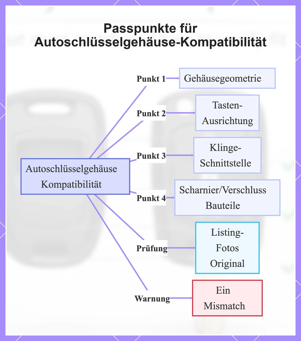 Passpunkte für Autoschlüsselgehäuse-Kompatibilität