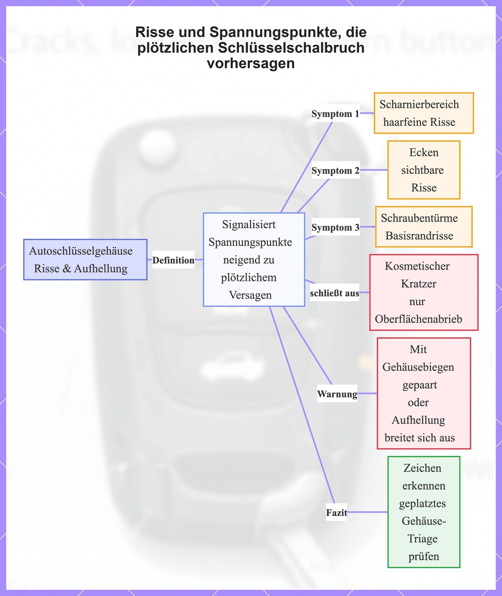 Risse und Spannungspunkte, die plötzlichen Schlüsselschalbruch vorhersagen