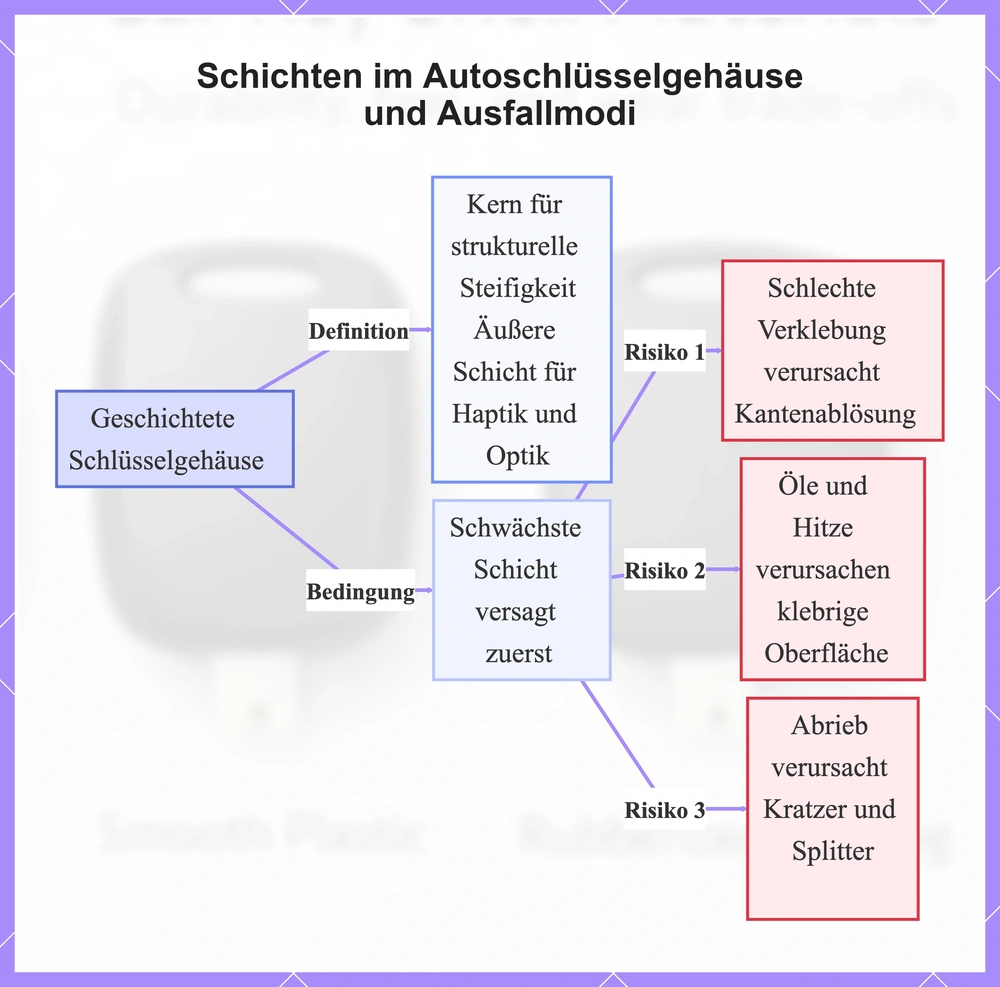 Schichten im Autoschlüsselgehäuse und Ausfallmodi