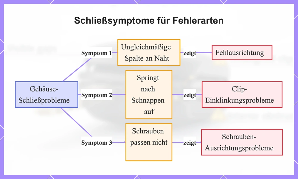 Schließsymptome für Fehlerarten