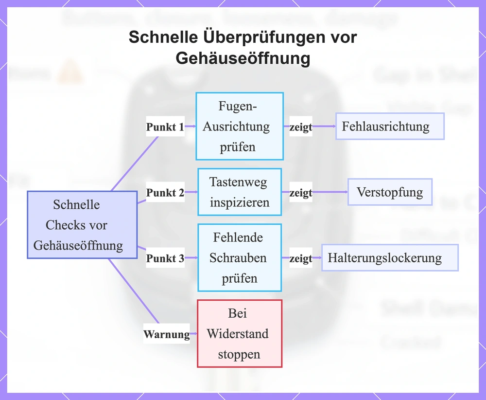 Schnelle Überprüfungen vor Gehäuseöffnung