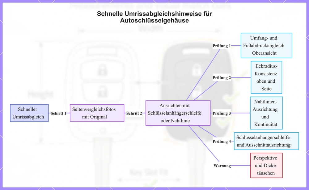 Schnelle Umrissabgleichshinweise für Autoschlüsselgehäuse