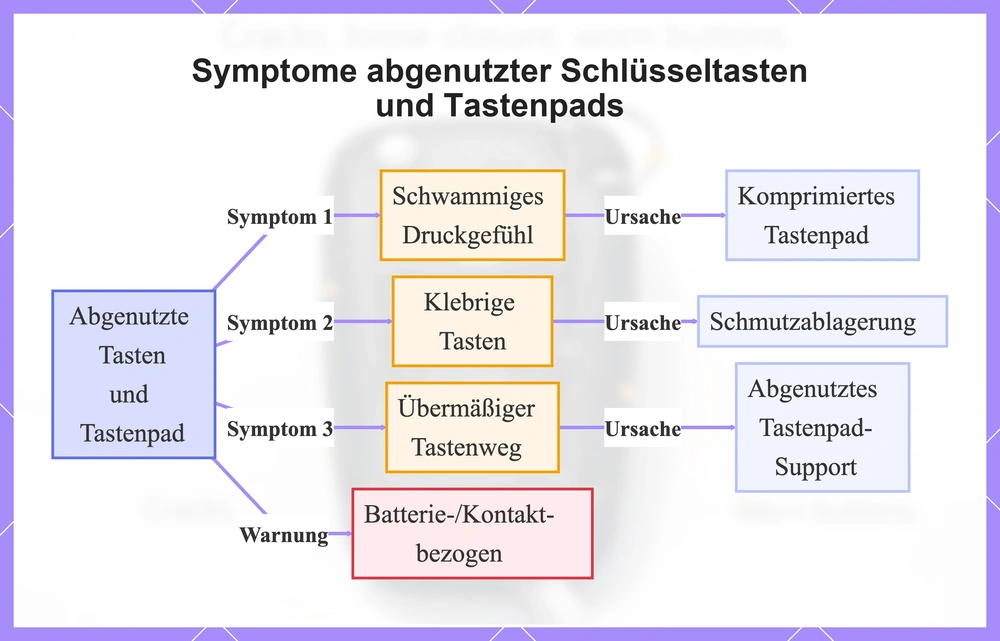 Symptome abgenutzter Schlüsseltasten und Tastenpads