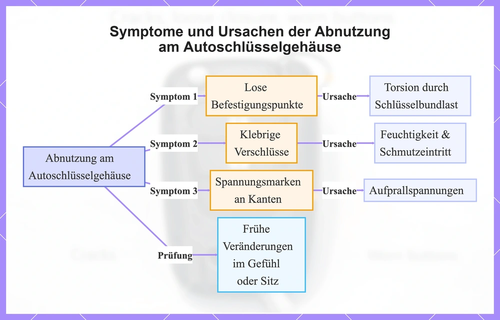 Symptome und Ursachen der Abnutzung am Autoschlüsselgehäuse