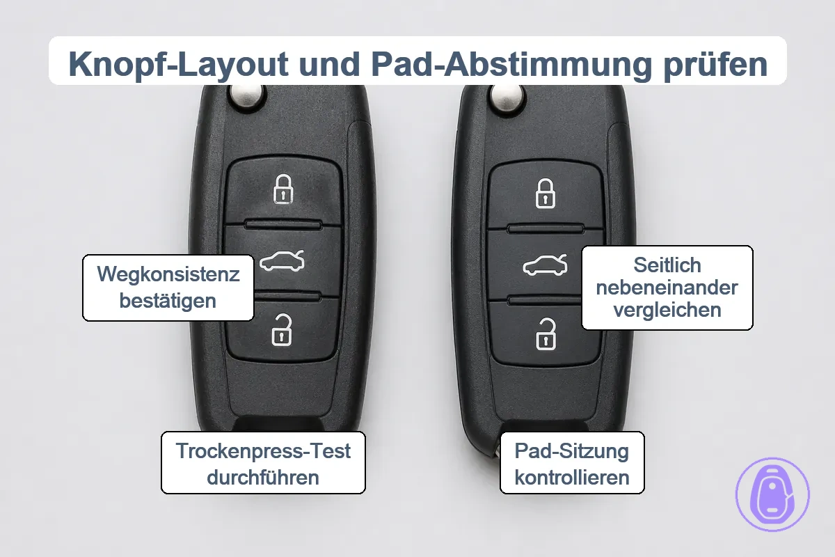 Überprüfung von Tastenlayout und Tastenmatte mit Original-Autoschlüssel als Referenz