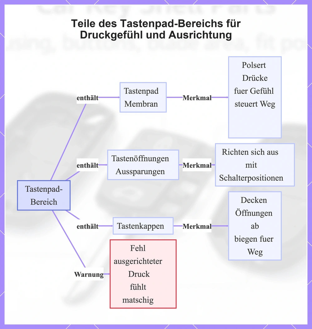 Teile des Tastenpad-Bereichs für Druckgefühl und Ausrichtung
