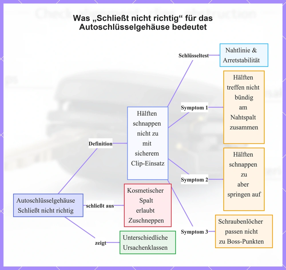 Was „Schließt nicht richtig“ für das Autoschlüsselgehäuse bedeutet