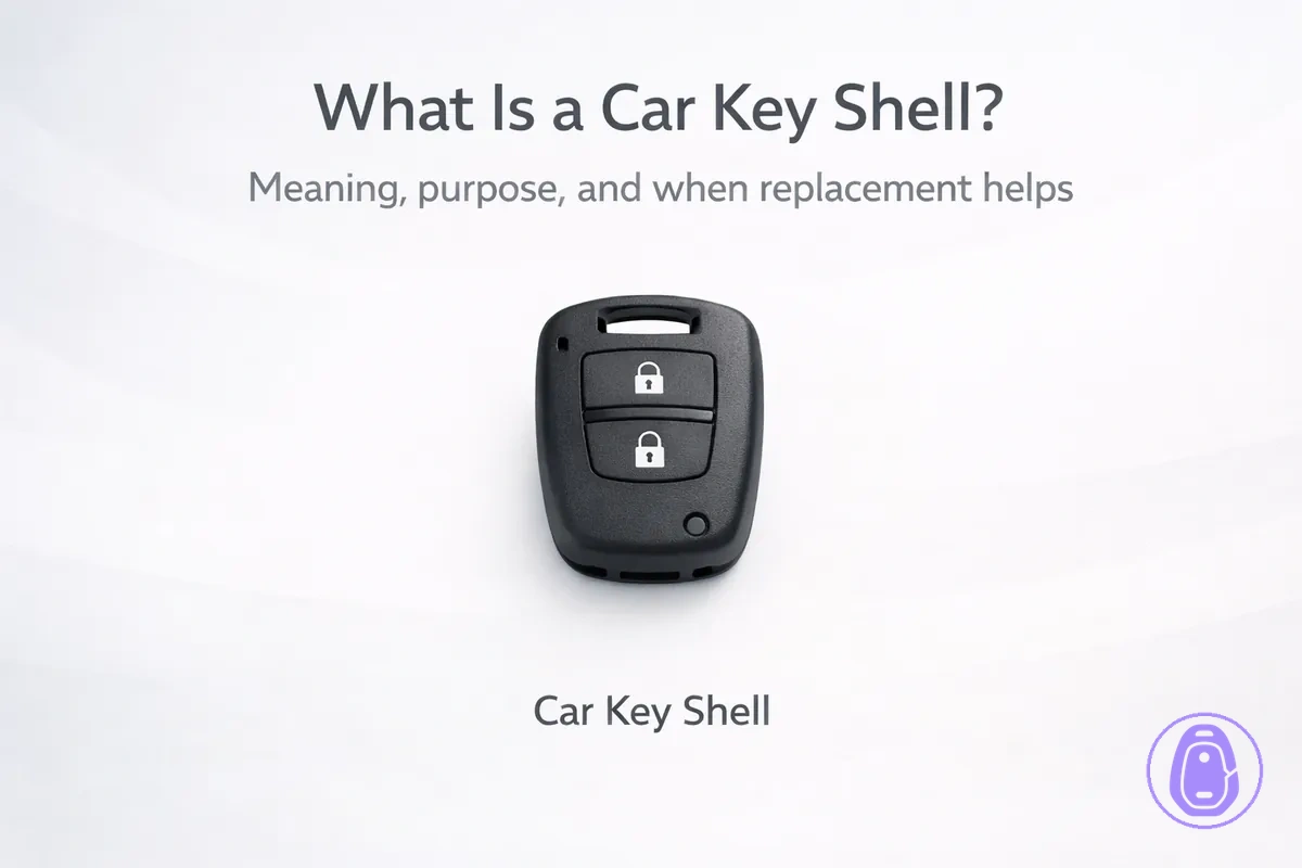 Simple illustration of a Car key shell highlighting the outer housing and buttons.