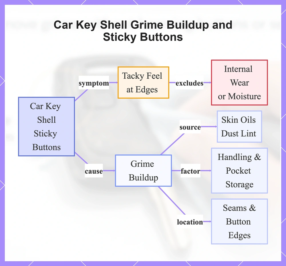 Car Key Shell Grime Buildup and Sticky Buttons