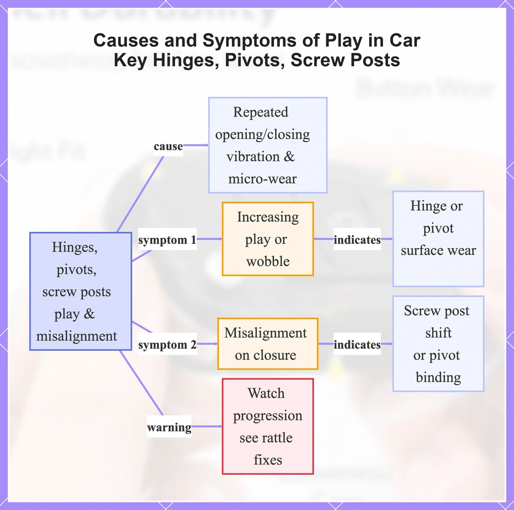 Causes and Symptoms of Play in Car Key Hinges, Pivots, Screw Posts
