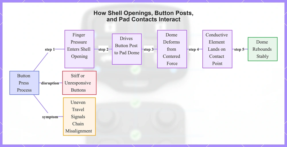 How Shell Openings, Button Posts, and Pad Contacts Interact
