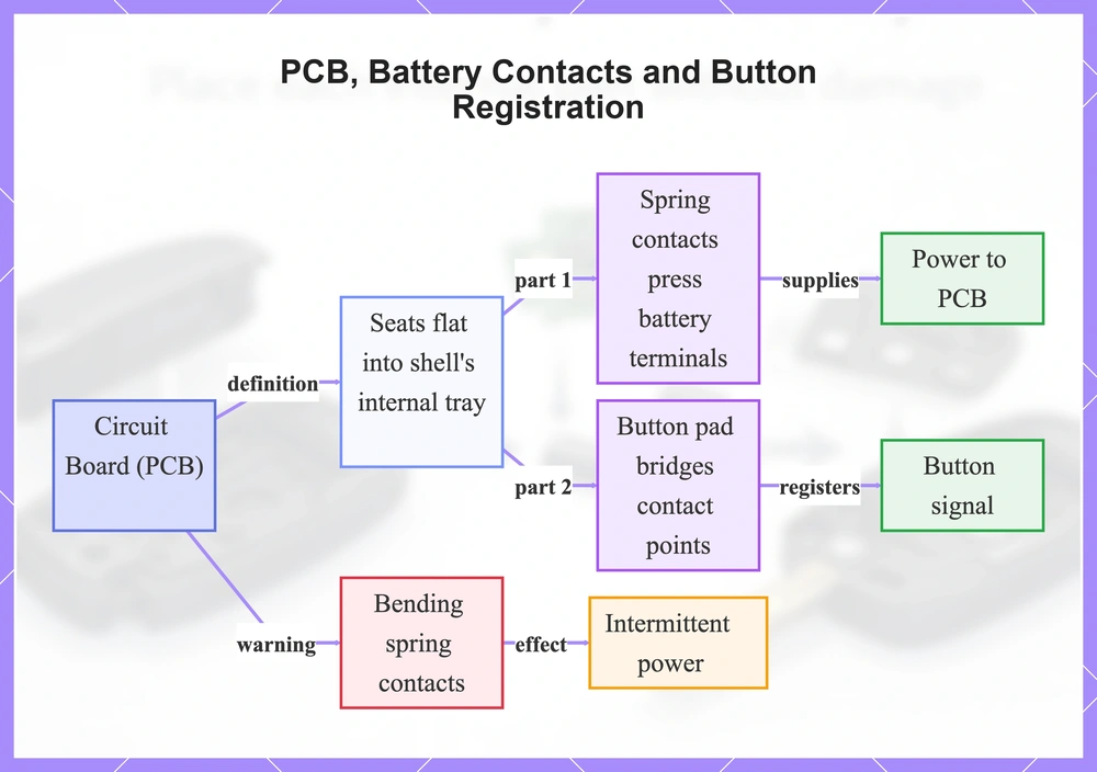 PCB, Battery Contacts and Button Registration