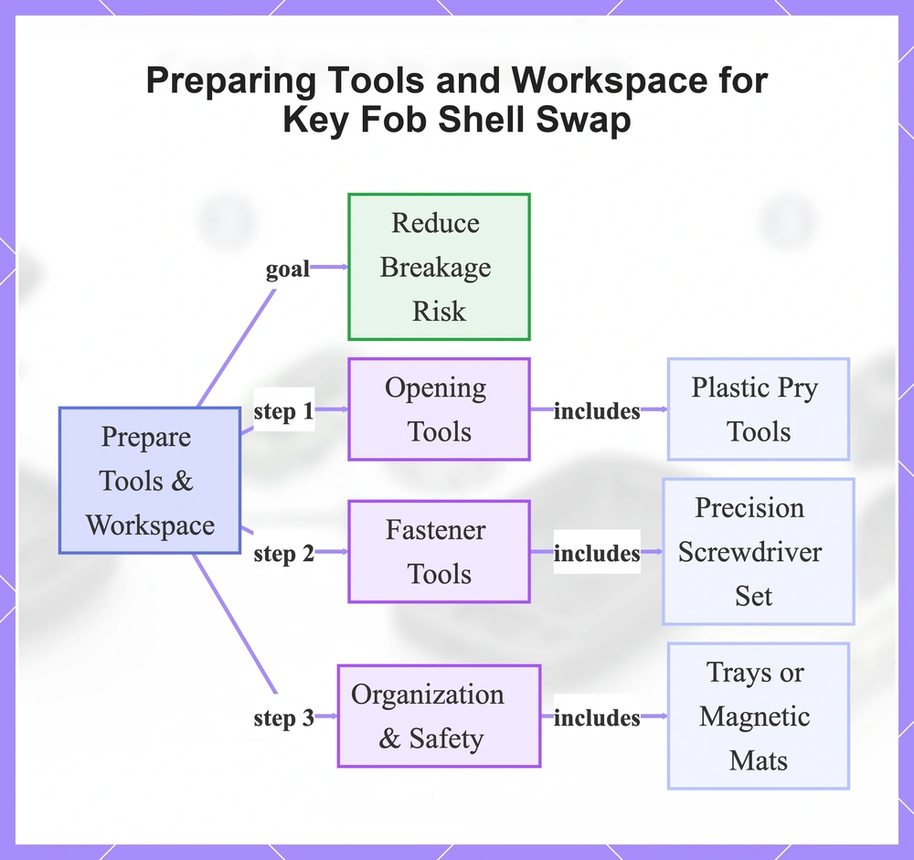 Preparing Tools and Workspace for Key Fob Shell Swap