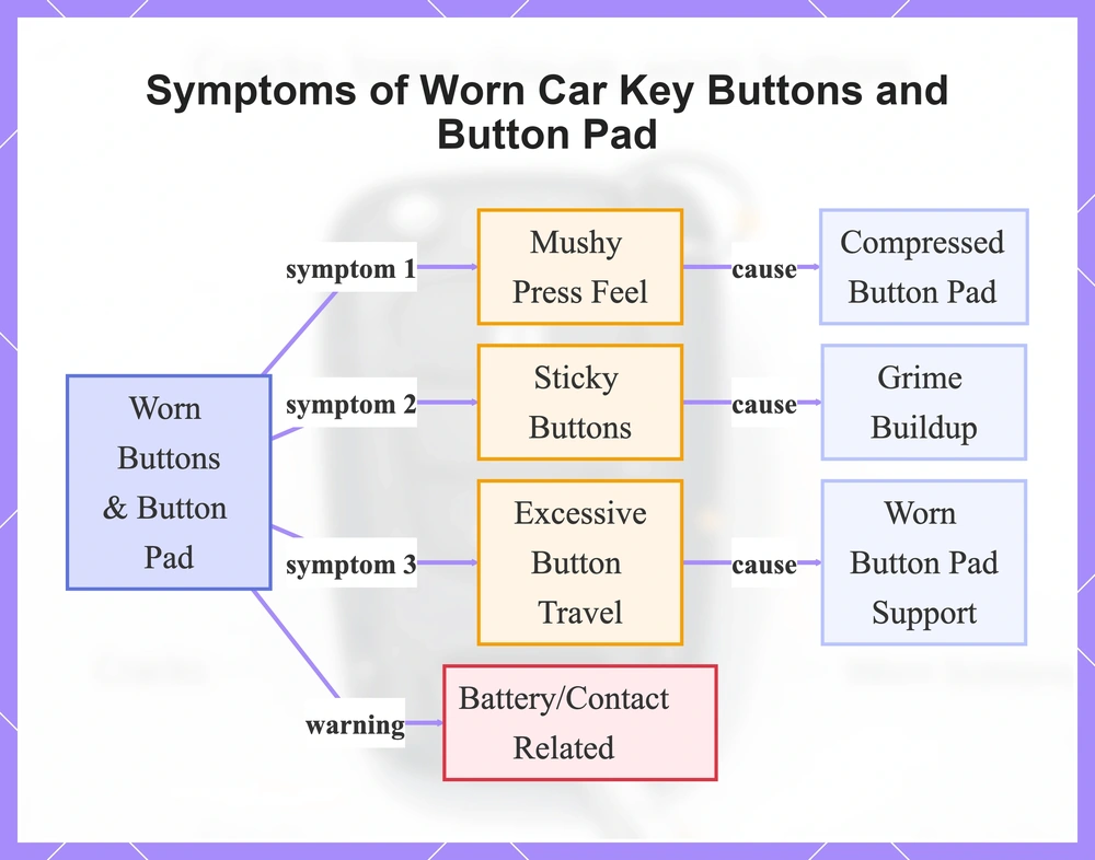 Symptoms of Worn Car Key Buttons and Button Pad