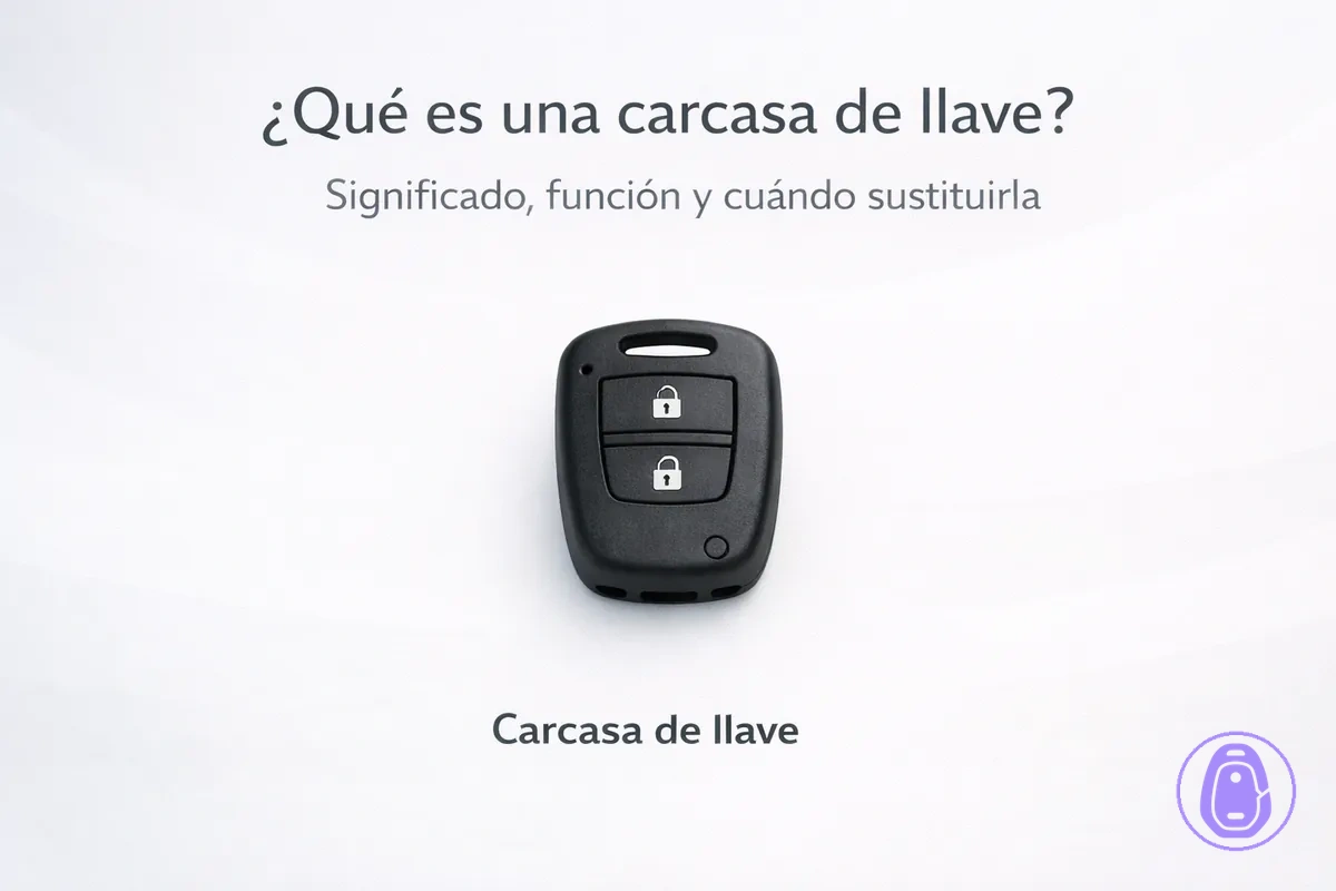 Ilustración sencilla de una carcasa de llave del coche destacando el cuerpo exterior y los botones.