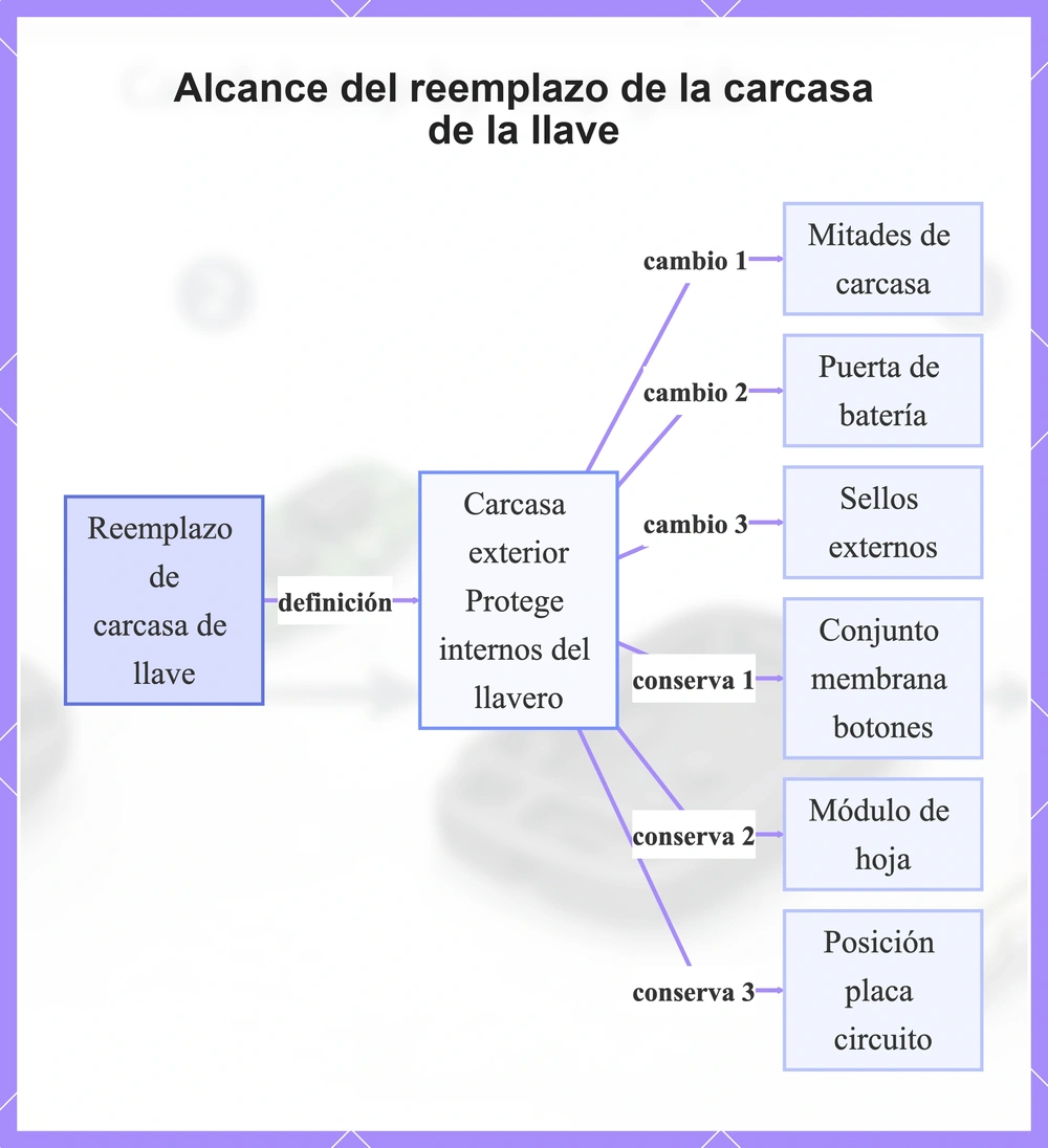 Alcance del reemplazo de la carcasa de la llave