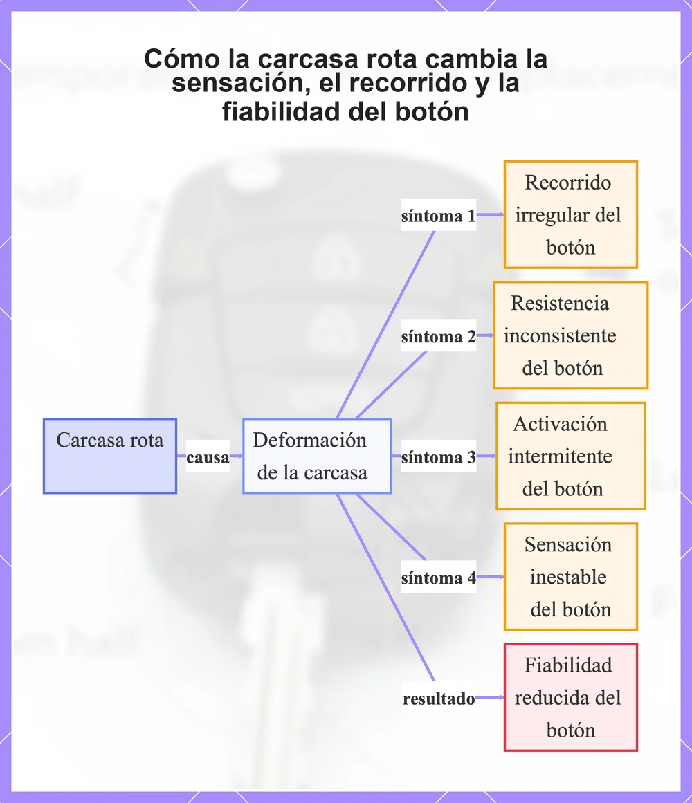 Cómo la carcasa rota cambia la sensación, el recorrido y la fiabilidad del botón