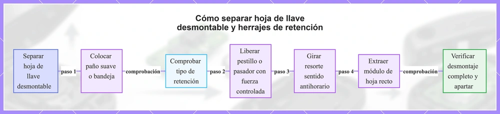 Cómo separar hoja de llave desmontable y herrajes de retención