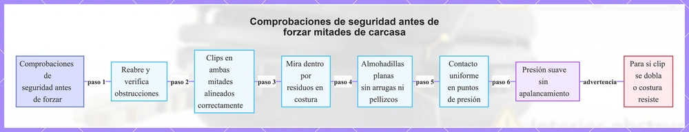 Comprobaciones de seguridad antes de forzar mitades de carcasa