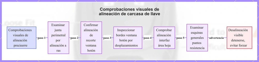 Comprobaciones visuales de alineación de carcasa de llave