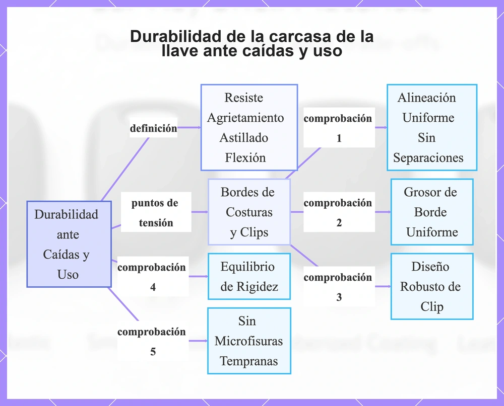 Durabilidad de la carcasa de la llave ante caídas y uso