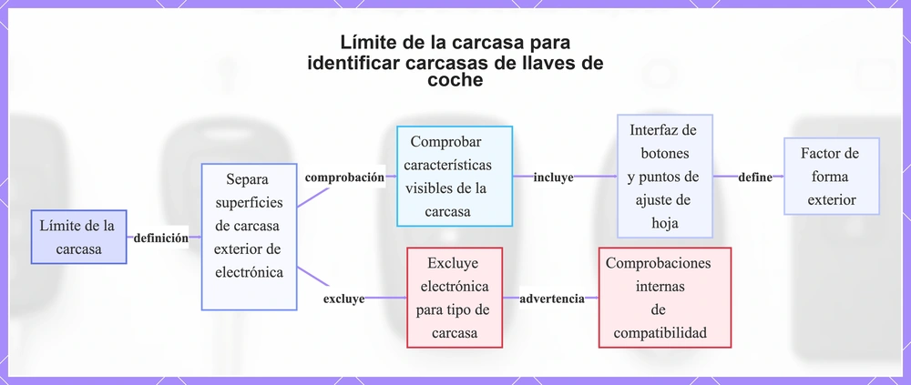 Límite de la carcasa para identificar carcasas de llaves de coche