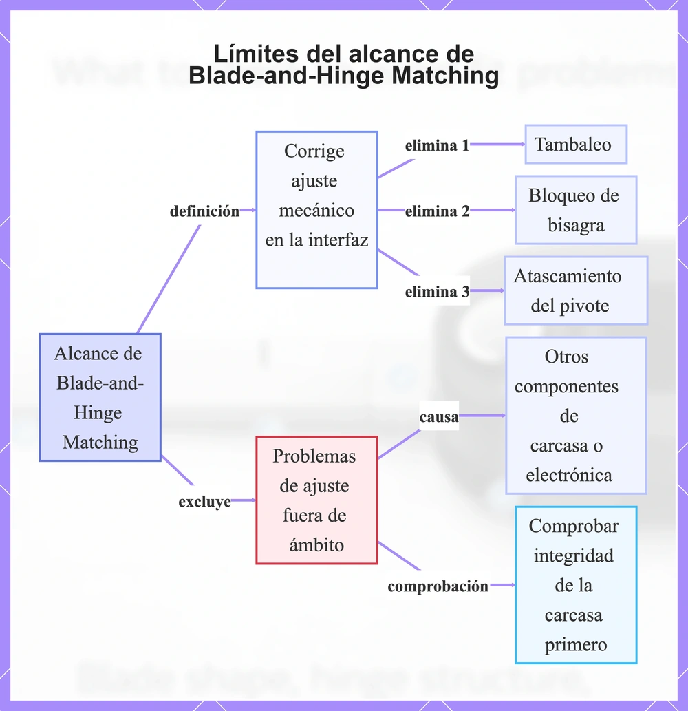 Límites del alcance de Blade-and-Hinge Matching