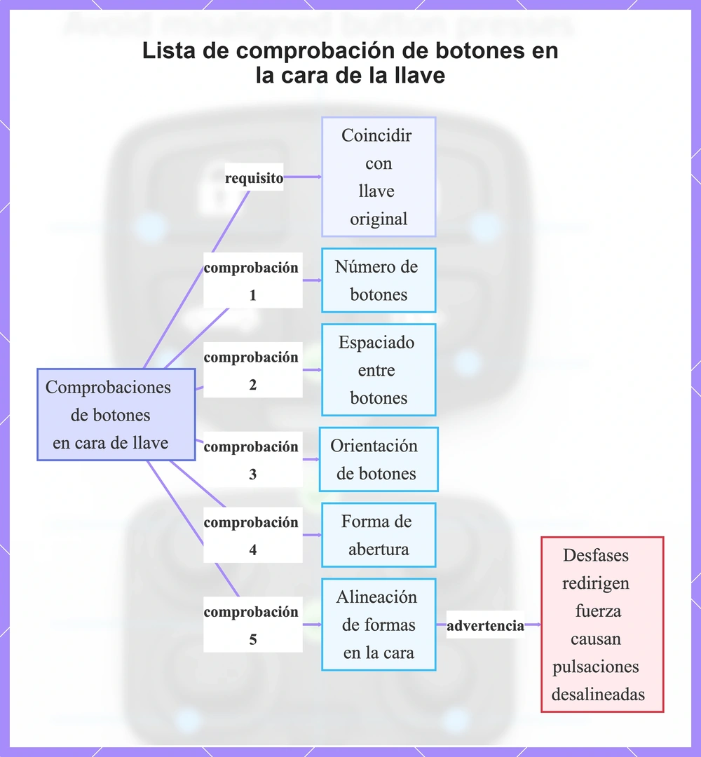 Lista de comprobación de botones en la cara de la llave