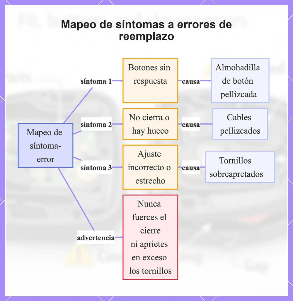 Mapeo de síntomas a errores de reemplazo