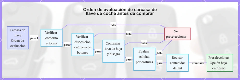 Orden de evaluación de carcasa de llave de coche antes de comprar