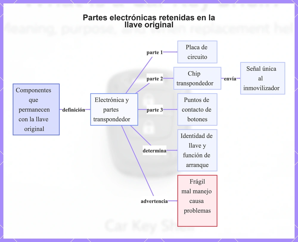 Partes electrónicas retenidas en la llave original