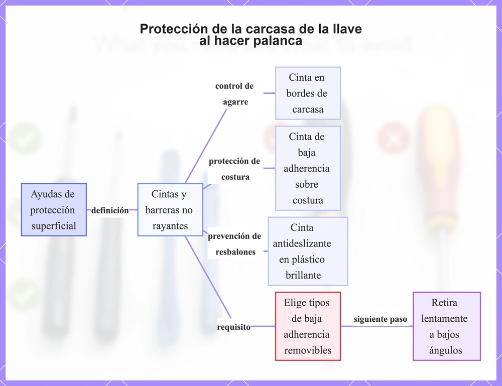 Protección de la carcasa de la llave al hacer palanca